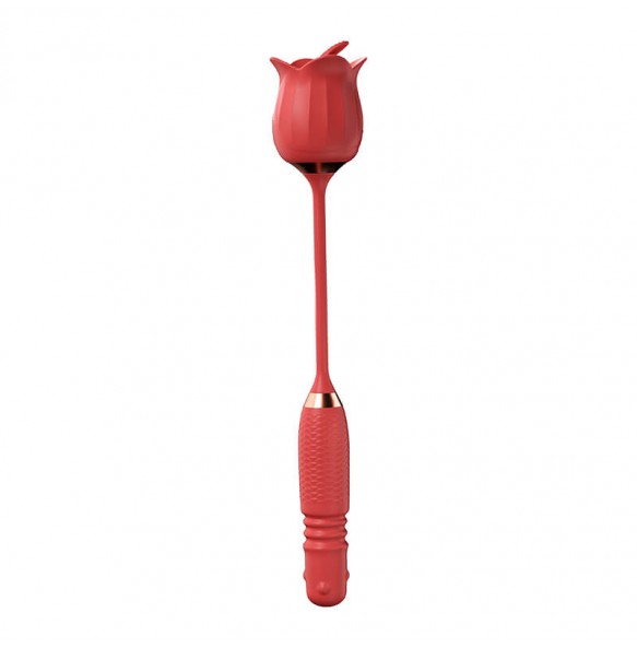 MizzZee - Flower Bud Licking Retractable Rotate Beads Wand (Chargeable - Red)